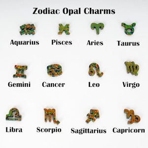 Czarny Ognisty Opal Zodiac Charm, 1 mm Otwór Boczny, Horoskop/Astrologia Charms - Tworzenie Biżuterii, Rzemiosło, Wisiorki, Czarny Opal, Tworzenie Bransoletek