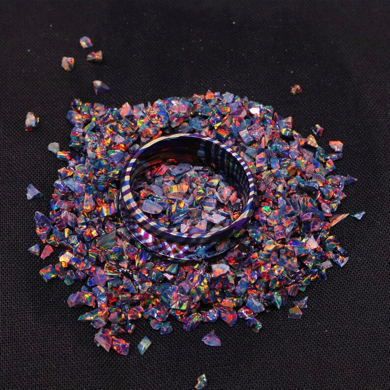Heat Treated Titanium Damascus Ring Blank - 8mm Wide 4mm Channel for Inlay & Ring Making image 4