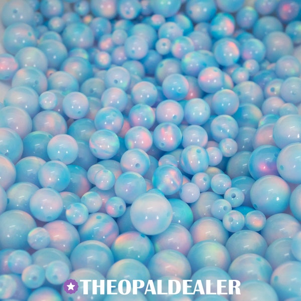 Crystal Blue Opalescence Beads, 4mm/6mm/8mm Opal Beads, 1mm Fully Drilled Round Beads - Blue Opal Craft Bead, Jewelry Making, Craft, Pendant