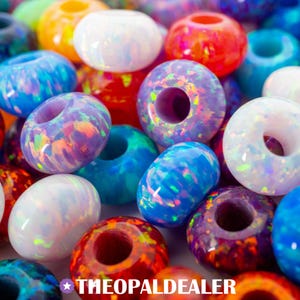 Opal Rondelle for Jewelry Making, 6mm/8mm Opal Spacer Beads, 2mm/3mm Drilled Beads, 15+ Opal Bead Colors - Knot Cover, Spacer Bead, Beads