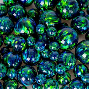 Black Emerald Opal Beads, 3mm/4mm/6mm/8mm/10mm Opal Beads, 1mm Fully Drilled Round Bead - Green Craft Bead, Jewelry Making, Opal Pendants