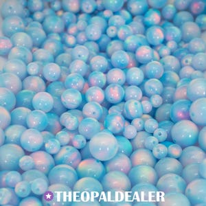 Kristall blau opalisierende Perlen, 3 mm / 4 mm / 6 mm / 8 mm Opal Perlen, 1 mm voll gebohrte runde Perlen - blaue Opal Handwerk Perle, Schmuckherstellung, Anhänger