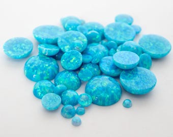 Turquoise Opal Cabochon, Blue Opal Round Flat Back Cabochons, 2mm-8mm Sizes -  Nail Art, Ring Making, Woodworking, Jewelry Making, Turquoise