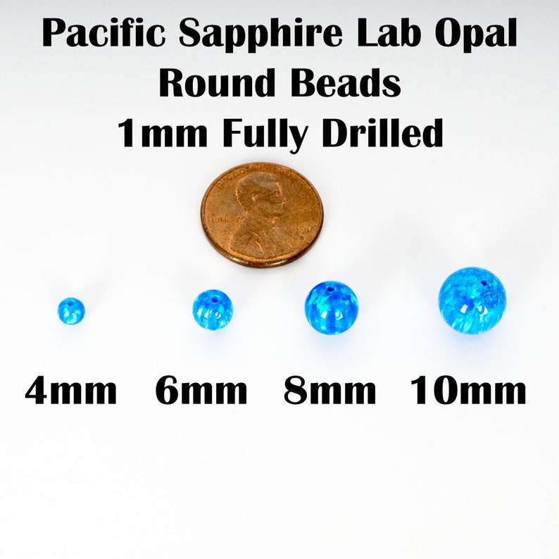 Pacific Sapphire Opal Beads, 4mm/6mm/8mm/10mm Opal Beads, 1mm Fully Drilled Round Bead Blue Craft Bead, Jewelry Making, Crafts, Pendants image 2