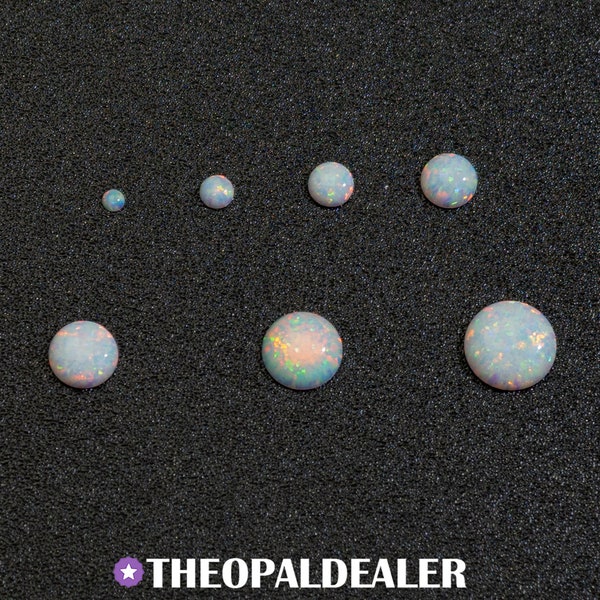 Pearl White Opal Cabochon, White Opal Round Flat Back Cabochons, 2mm-8mm Sizes -  Nail Art, Ring Making, Woodworking, Jewelry Making, Opal