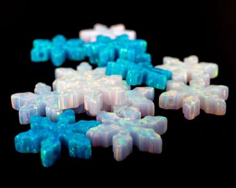 Opal Snowflake Charm Bead - 12.2mm Drilled Lab-Created Gem for Jewelry Making & Winter Crafts