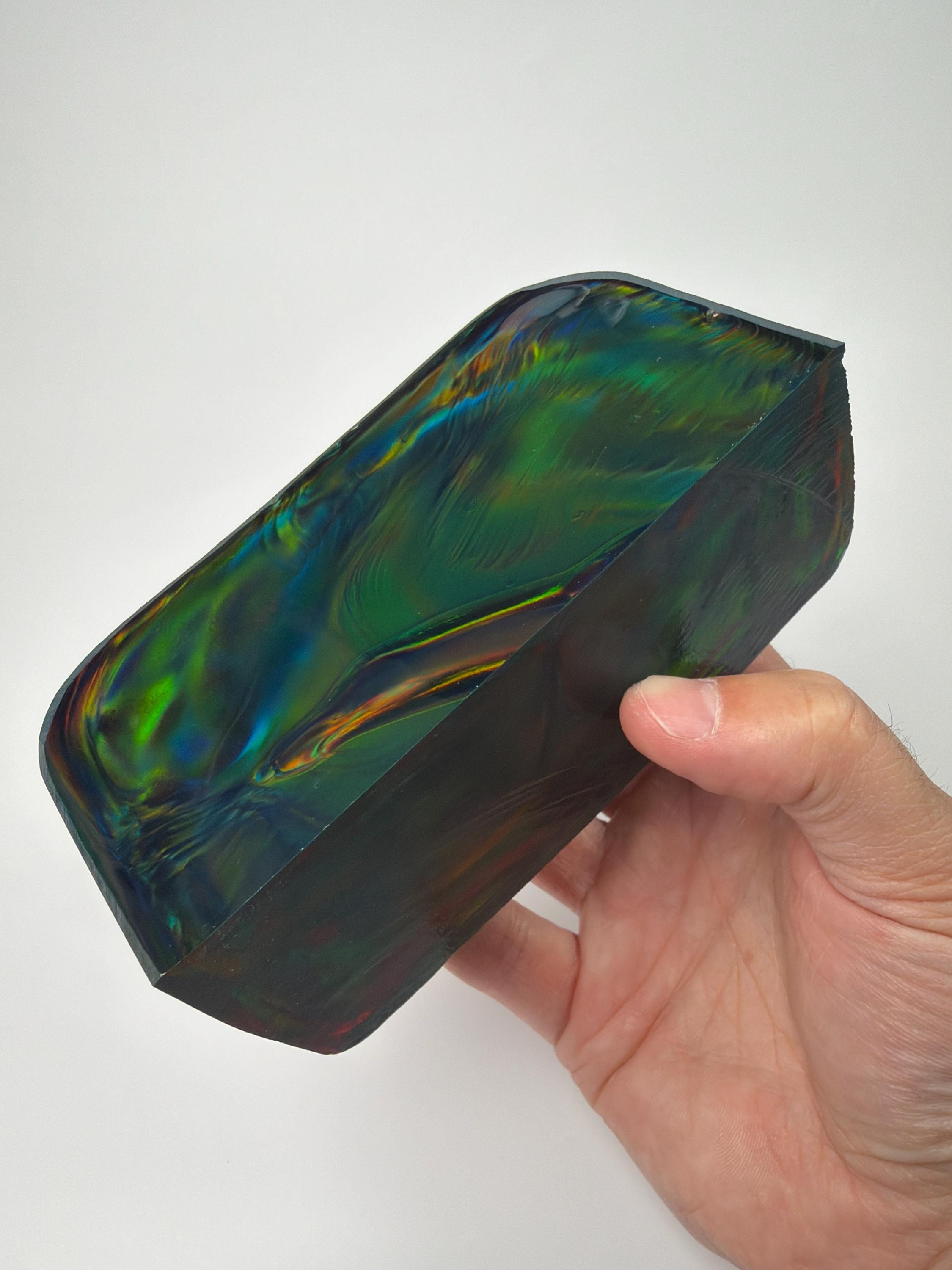 530g Black Ember Imitation Opal Block | Nebula Aurora Oparex Pattern ...