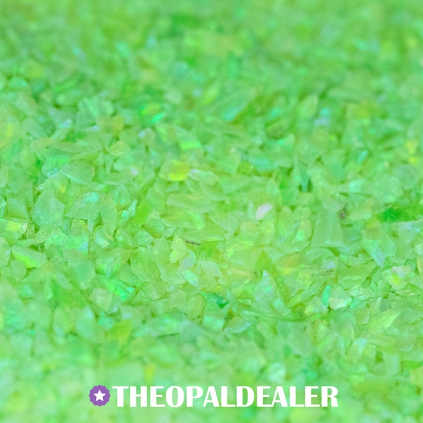 Nuclear Green Crushed Opal for Inlay, Glow Opal Inlay Material - Jewelry Making, Woodworking, Ring Making, Resin Art, Nail Art, Glow Powder