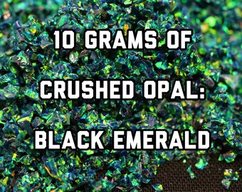 Black Emerald Crushed Opal for Inlay, 10G Black Emerald Crushed Opal Bulk Pack - Inlay Material, Woodworking, Ring Making, Resin Art, Nails