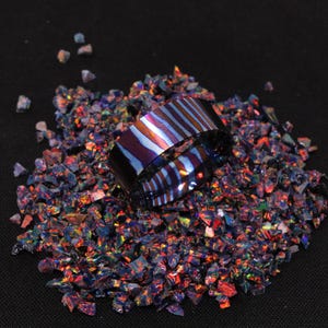 Anillo de titanio tratado térmicamente con damasco en blanco, revestimiento de anillo de una pieza de 8 mm de ancho - Suministro de incrustaciones, fabricación de anillos, anillo de hombre, anillo de mujer, banda de anillo