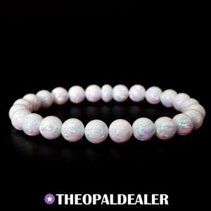 Pearl White Opal Beaded Bracelet, New Design! Opal Bracelet, Bead Bracelet, Stretch Bracelet, Women&#39;s Bracelet, Men&#39;s Bracelet, Opal Jewelry