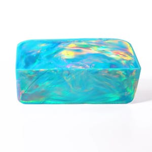 Serenity blauw imitatie opaalblok | Aurora Oparex-patroon nevel | Lapidair ringen maken