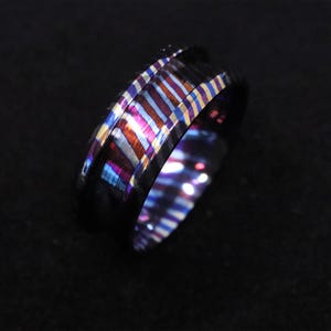 Heat Treated Titanium Damascus Ring Blank - 8mm Wide 4mm Channel for Inlay & Ring Making image 2
