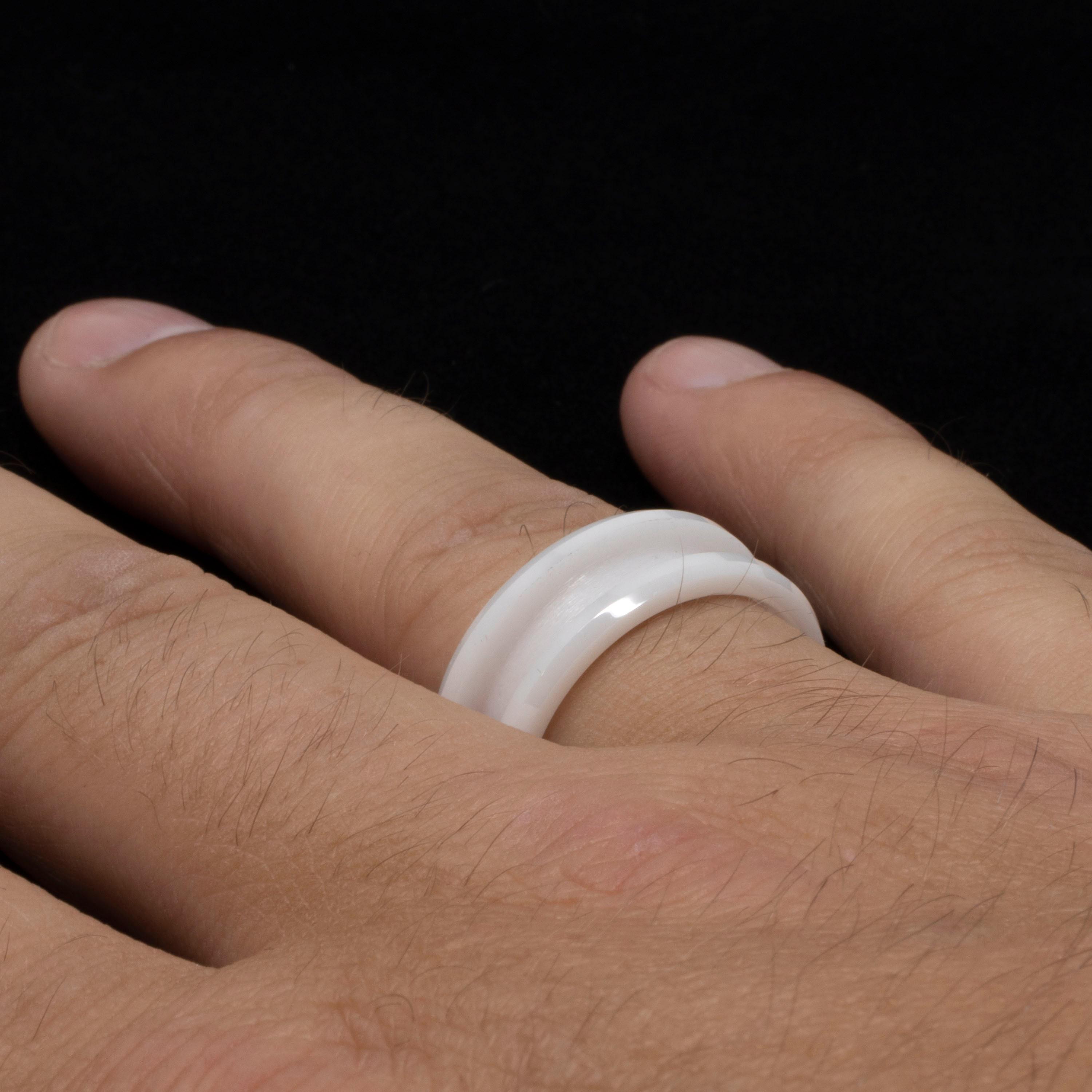 White Ceramic Ring Blank - 8mm Wide 4mm Channel for Inlay & Ring Making ...
