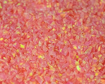 Coral Pink Crushed  Opal – Lab-Created Material for Jewelry Making & Craft Supplies