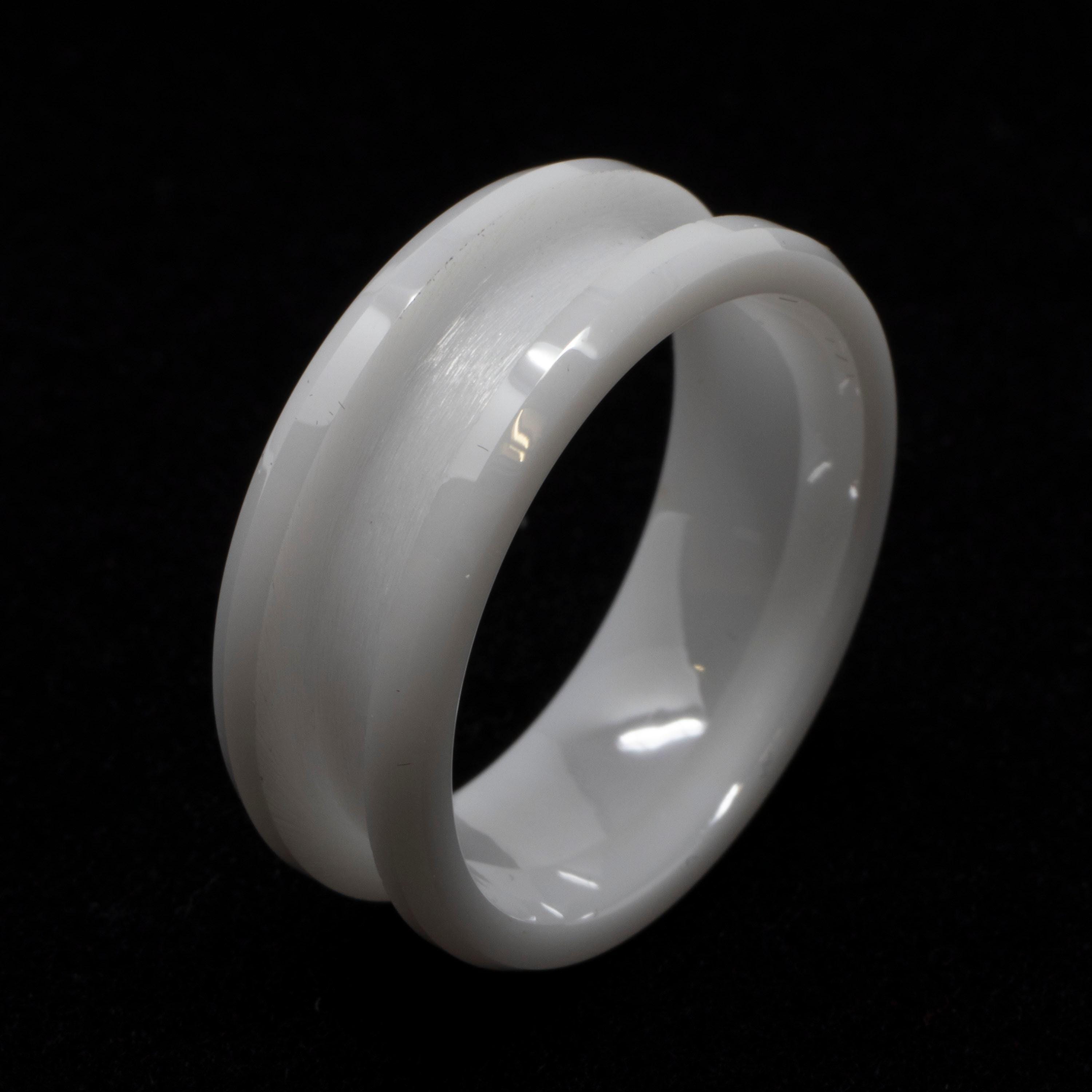 White Ceramic Ring Blank - 8mm Wide 4mm Channel for Inlay & Ring Making ...