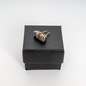 Moonstone Opal Earrings - Faceted Lab-Created Gemstone Plated Studs