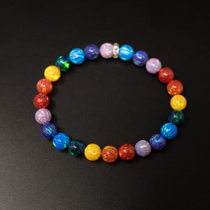 Opal Bracelet  Rainbow Opal Bracelet  Alternating Color Pattern - Opal Jewelry/Stretch Bracelet/Women&#39;s Bracelets/Men&#39;s Bracelets