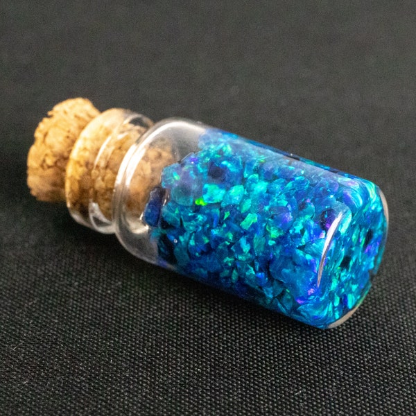 Caribbean Blue Crushed Opal Mini Vial, Blue Crushed Opal for Inlay - Jewelry Making, Woodworking, Ring Making, Resin Art, Nail Art, Opals