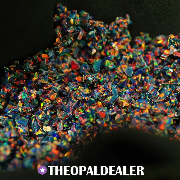 Black Fire Crushed Opal for Inlay, Black Opal Inlay Material - Jewelry Making, Woodworking, Ring Making, Resin Art, Nail Art, Fire Opal