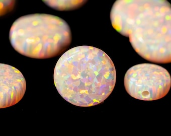 Peach Fuzz Opal Puffed Coin Beads – Fully Drilled Lab-Created Beads for Jewelry Making