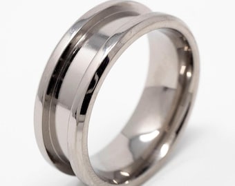 Titanium Ring Blank - 6mm Wide 3mm Channel for Inlay & Ring Making