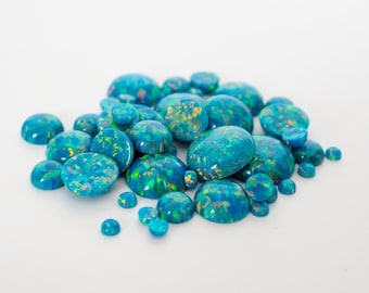 Dragon's Egg Opal Cabochon - Round Flat Back Lab-Created Gemstone for Jewelry Making & Crafts