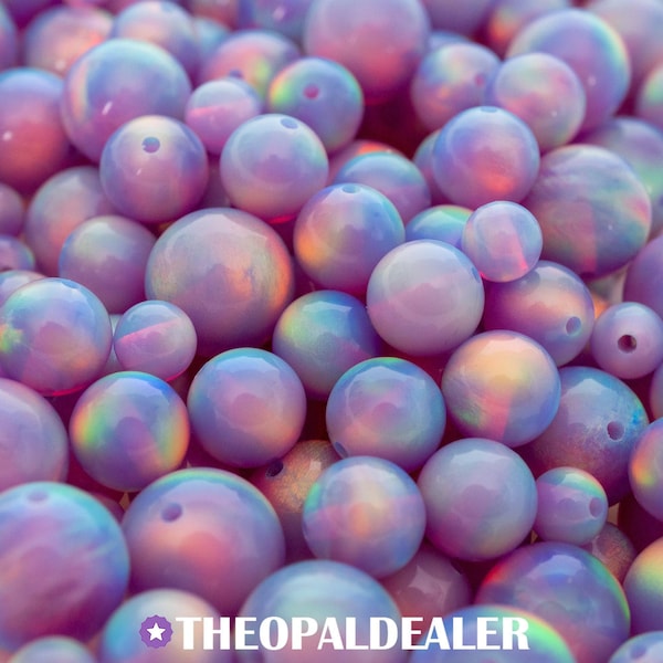 Lilac Galaxy Opal Round Beads | Pastel Purple Aurora Style Jewelry Making (3-8mm)