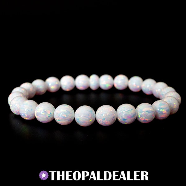 Pearl White Opal Beaded Bracelet, New Design! Opal Bracelet, Bead Bracelet, Stretch Bracelet, Women's Bracelet, Men's Bracelet, Opal Jewelry