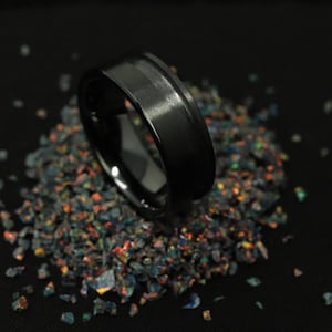 Schwarze Keramik Ring Rohling - 8 mm breit 3 mm Offset Rinne für Inlay & Ringherstellung