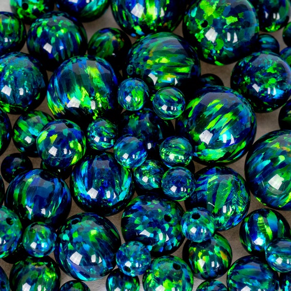 Black Emerald Opal Beads, 4mm/6mm/8mm/10mm Opal Beads, 1mm Fully Drilled  Round Bead Green Craft Bead, Jewelry Making, Crafts, Opal Pendant 