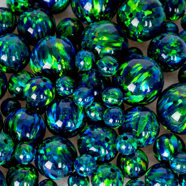 Black Emerald Opal Beads, 4mm/6mm/8mm/10mm Opal Beads, 1mm Fully Drilled Round Bead - Green Craft Bead, Jewelry Making, Crafts, Opal Pendant