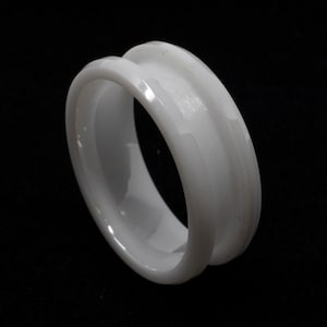 White Ceramic Ring Blank, 8mm Wide 4mm Channel Ceramic Ring Core - Inlay Supplies, Ring Making, Men&#39;s Ring, Women&#39;s Ring, Wedding Ring, Ring