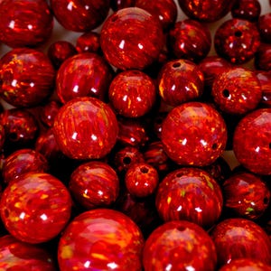 Ruby Red Opal Beads, 3mm/4mm/6mm/8mm/10mm Opal Beads, 1mm Fully Drilled Round Bead - Red Craft Bead, Jewelry Making, Pendant, Ruby Beads