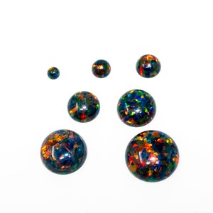 Black Fire Opal Cabochon, Black Opal Round Flat Back Cabochons, 2mm-8mm Sizes -  Nail Art, Ring Making, Woodworking, Jewelry Making, Opal
