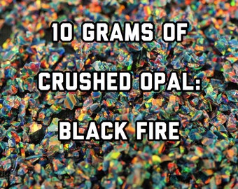 Black Fire Crushed Opal for Inlay, 10G Black Fire Crushed Opal Bulk Pack - Inlay Material, Woodworking, Ring Making, Resin Art, Nail Art