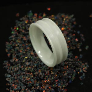 White Ceramic Ring Blank - 8mm Wide 2.5mm Double Channel for Inlay & Ring Making