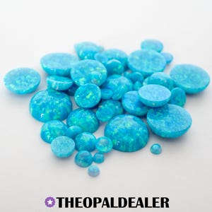 Turquoise Opal Cabochon - Round Flat Back Lab-Created Gemstone for Jewelry Making & Crafts
