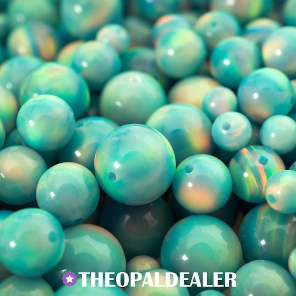 Teal Rainbow Opalescence Beads, 4mm/6mm/8mm Opal Beads, 1mm Fully Drilled Round Beads - Opal Craft Beads, Jewelry Making, Crafts, Pendants