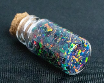 Black Fire Crushed Opal Mini Vial, Black Crushed Opal for Inlay - Jewelry Making, Woodworking, Ring Making, Resin Art, Nail Art, Fire Opal