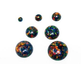 Black Fire Opal Cabochon, Black Opal Round Flat Back Cabochons, 2mm-8mm Sizes -  Nail Art, Ring Making, Woodworking, Jewelry Making, Opal