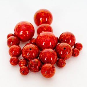 Ruby Red Fire Opal Round Beads | Fully Drilled Synthetic for Jewelry ...