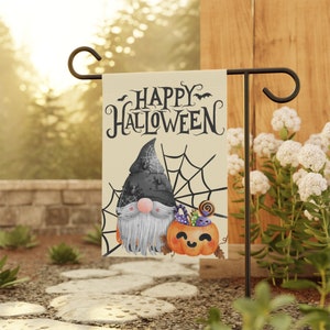 Happy Halloween Gnome Garden Flag