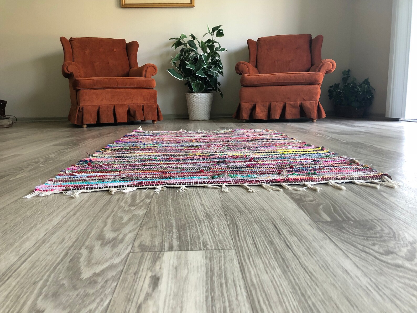 Handmade Rag Rug Rainbow Colored Handwoven 3ft X 5ft Rug Etsy