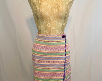 Vintage Multicolored Ninon de Lenclos Wrap Skirt, size 9/10