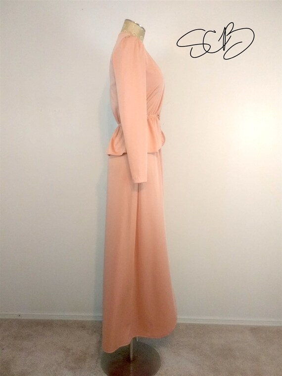 Vintage 1970s Trolley Car 2 Piece Peach Pink Jack… - image 3