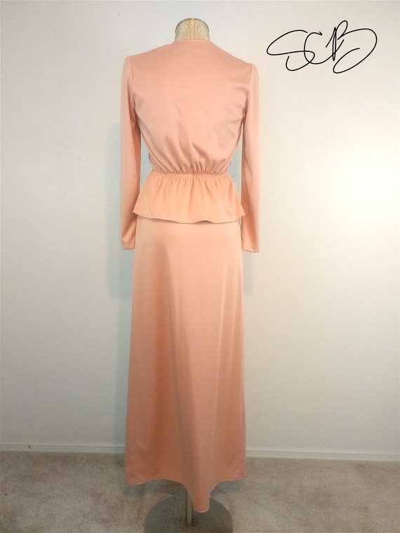 Vintage 1970s Trolley Car 2 Piece Peach Pink Jack… - image 4