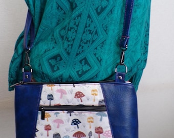Mushroom Field Crossbody Bag: Cotton & Vinyl Shoulder Purse