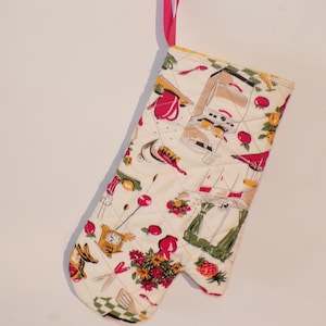 Quilted Cotton Kitchen Gloves, Retro kitchen Oven Mitts pot holders