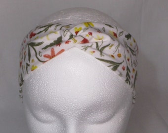 Floral Twist Headband, Soft & Stretchy Adult Turban Headband, Women Hair Accessory, Nurse Headband , Mom Headband